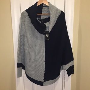 VERTIGO blue cowl neck sweater poncho | Size S/M NWT